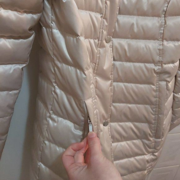 Vintage Metallic Beige Puffer Winter Jacket - Size Small - photo 3