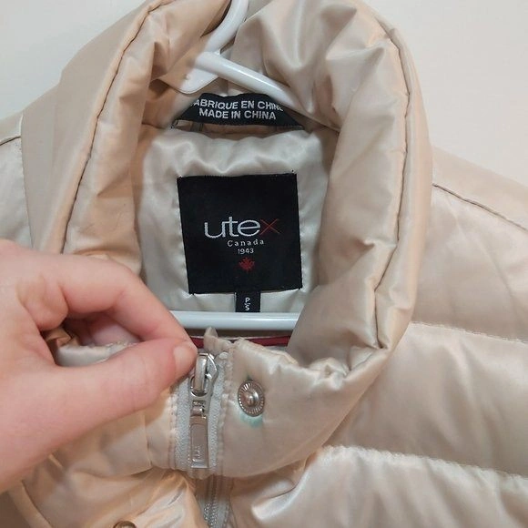 Vintage Metallic Beige Puffer Winter Jacket - Size Small - photo 4