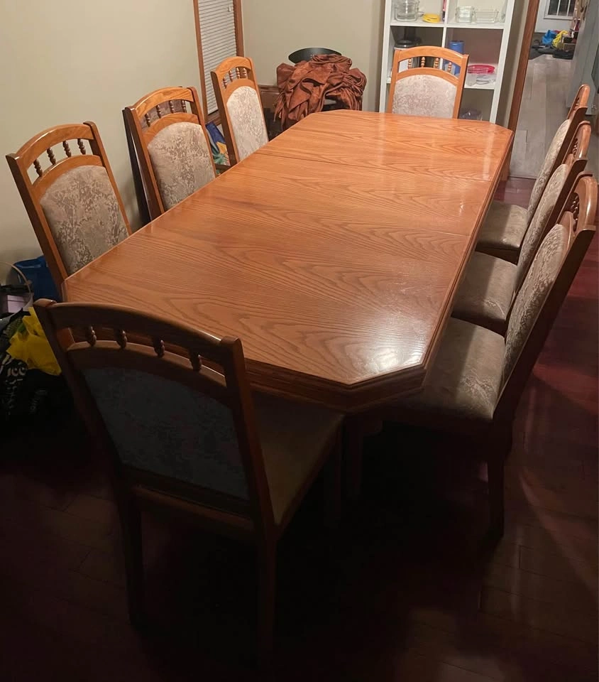 Solid Oak dining table and chairs