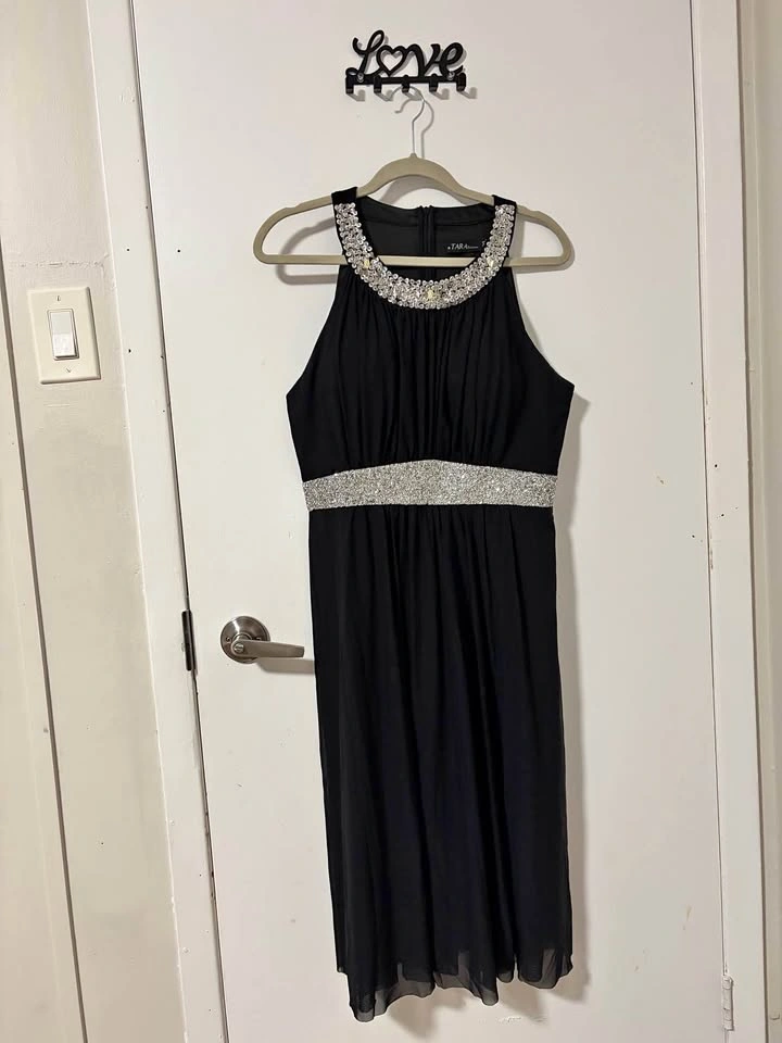 Tara Black Sequin Embellished Dress