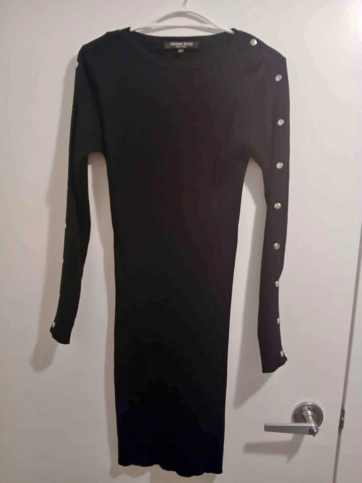 VIVIAN SHYU black dress with silver studs on arms