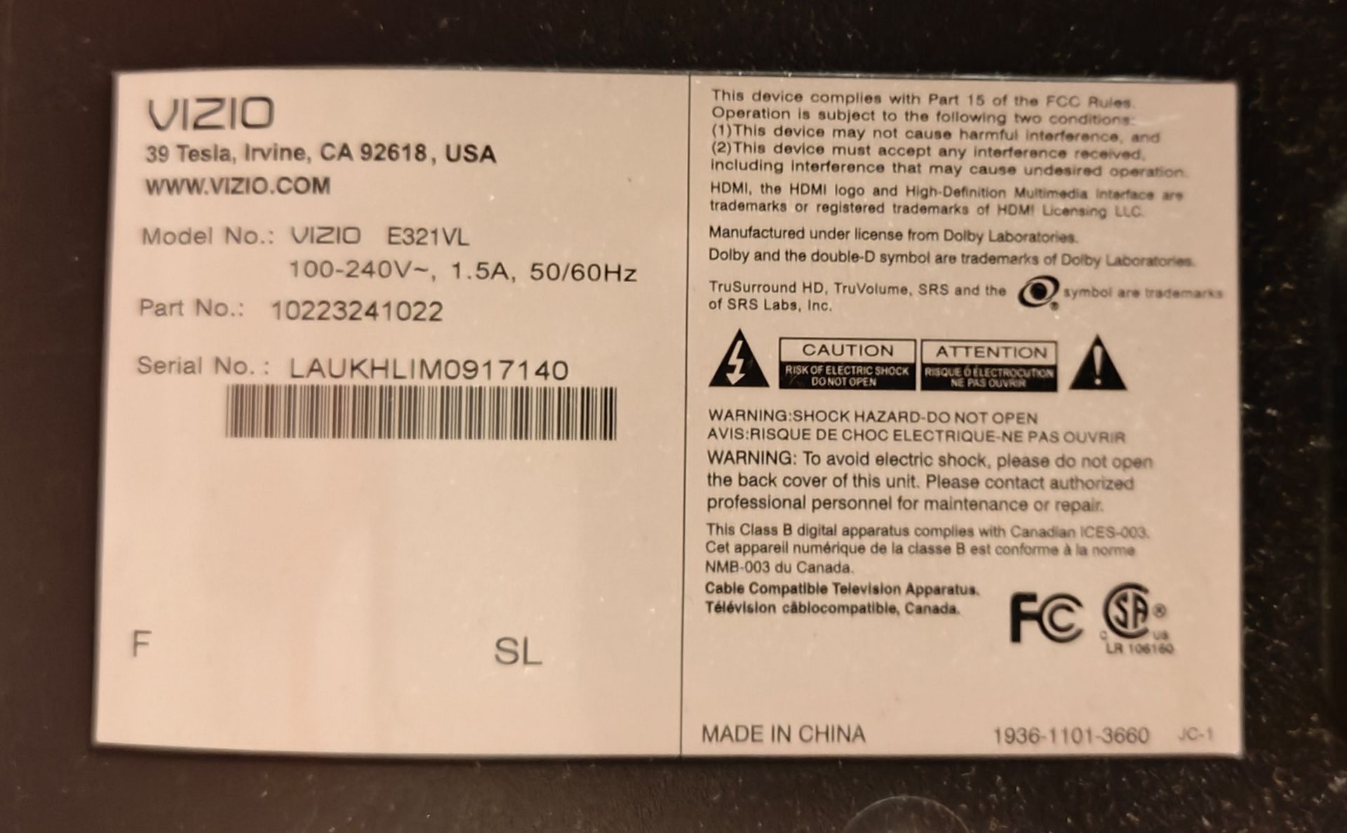 32" Vizio LCD TV