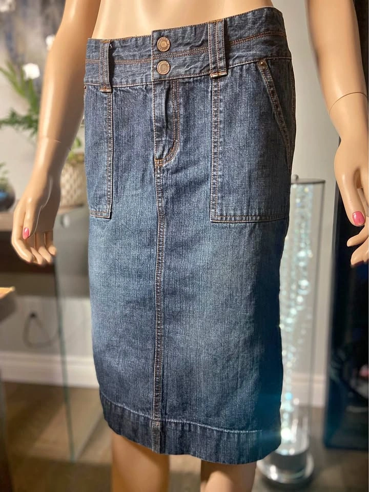 🏈 EUC Vintage Y2K Jacob Connexion Denim Midi Skirt 1/2