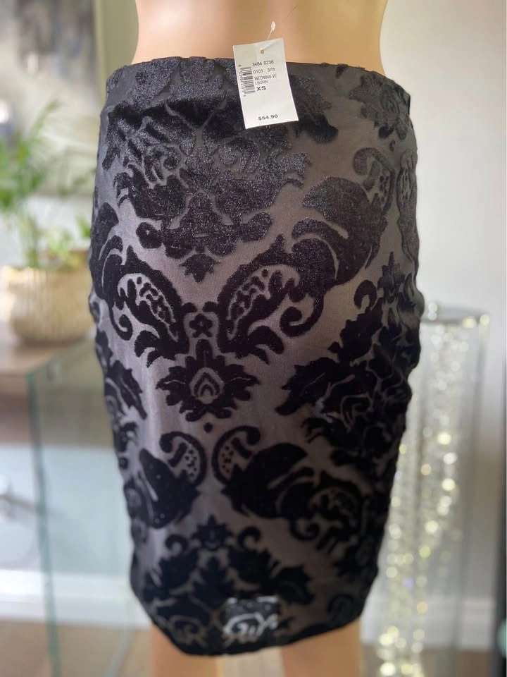 🏈 Velvet Pencil Skirt Size XS - Ricki's - Burnout Damask - NWT - photo 2