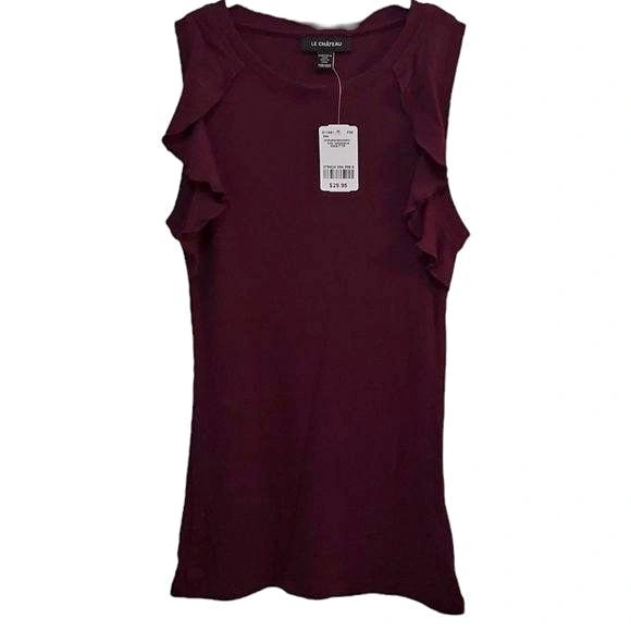 Le Chateau Purple Sleeveless Top With Ruffles Size XXS