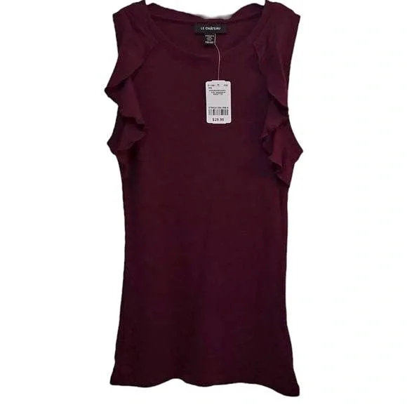 Le Chateau Purple Sleeveless Top With Ruffles Size XXS