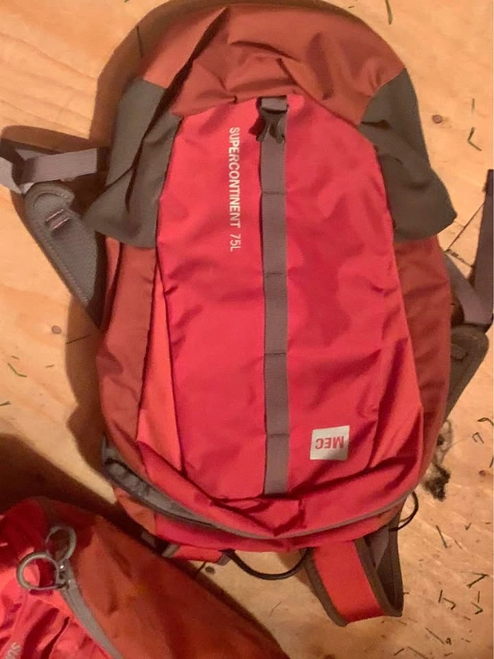 75L travel pack with internal shoulder straps