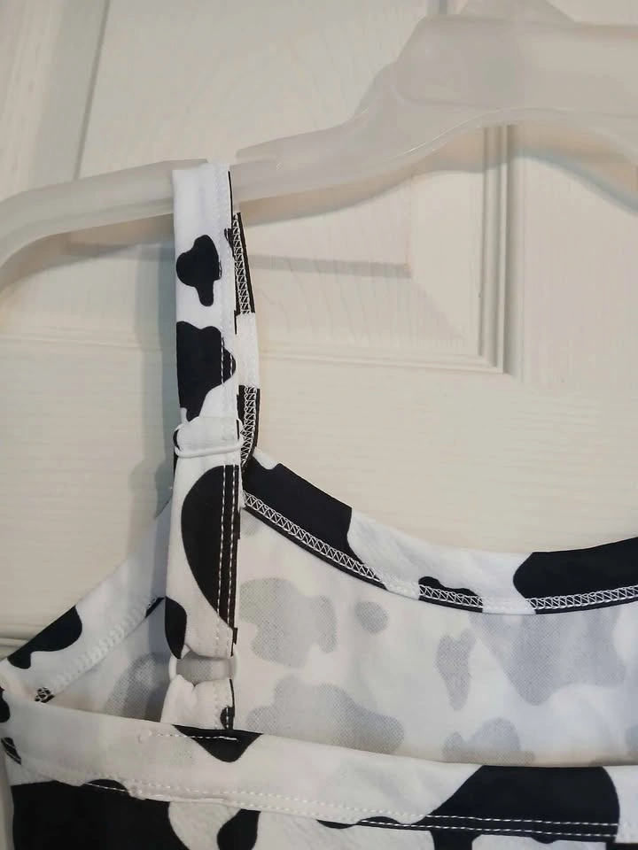 Shein White and Black Cow Print Polyester Crop Top Size M - photo 5