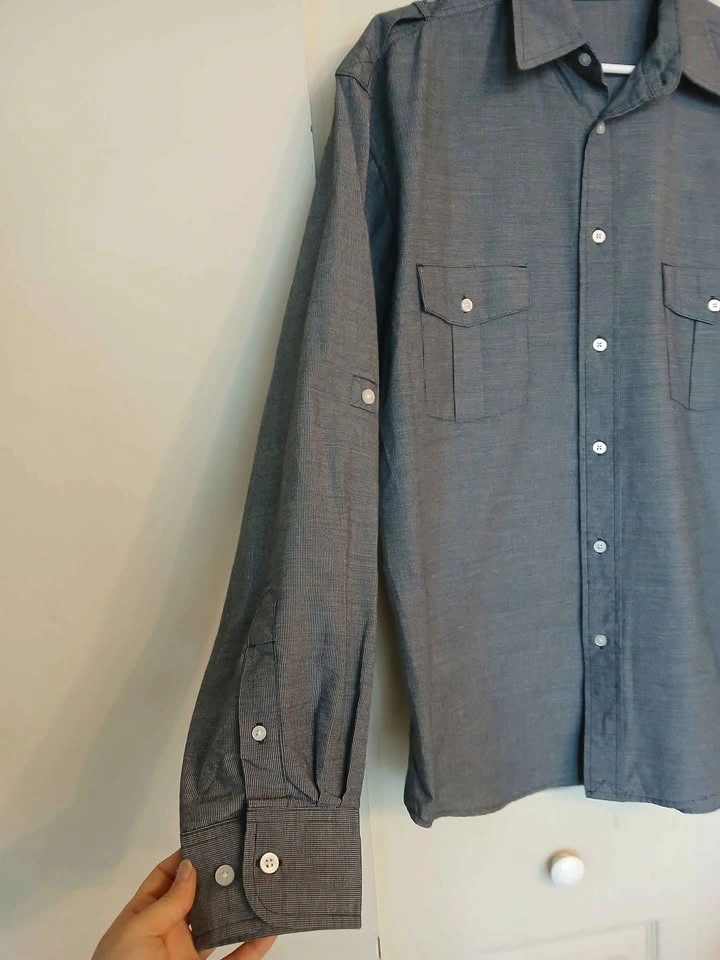 LK Haggar Navy Blue Long Sleeve Button Up Size Medium - photo 4