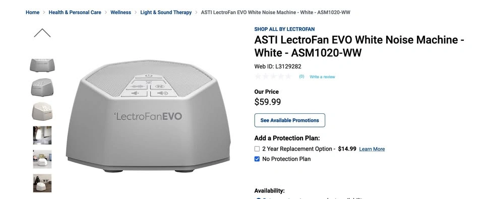 White Noise Machine Lectro fan
