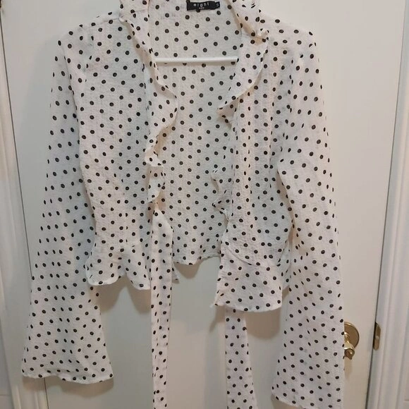 Eight Paris White and Black Polka Dotted Longsleeve Top (S) - photo 2