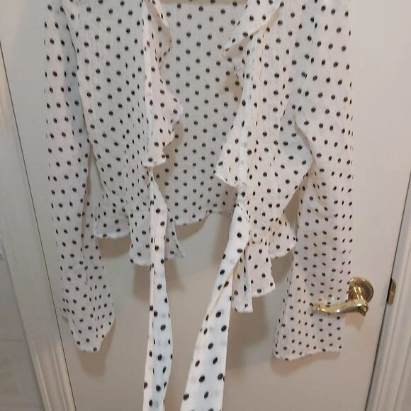 Eight Paris White and Black Polka Dotted Longsleeve Top (S) - photo 4