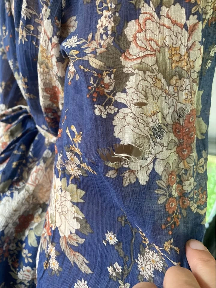 🏈 Bohemian Floral Lace-Trim Tie-Back Blouse M - photo 4