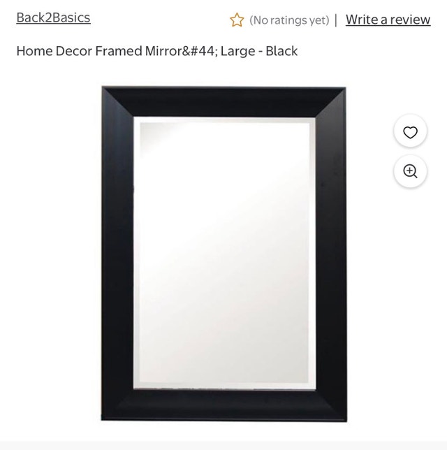 Back2Basics Large Black Framed Mirror