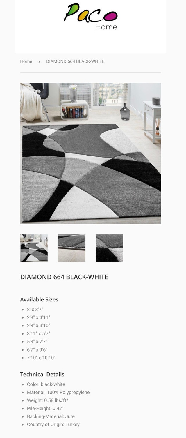 Paco Home Diamond 664 Rug Carpet - Brand NEW - photo 2