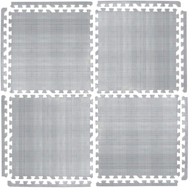 Linen Foam Floor Mat, 8-pk, Grey, 24-in x 24-in