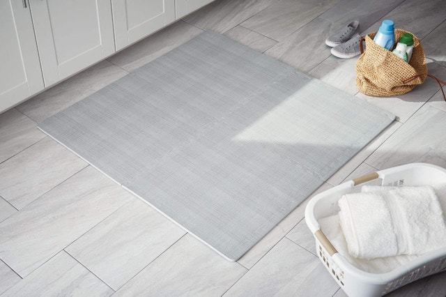 Linen Foam Floor Mat, 8-pk, Grey, 24-in x 24-in - photo 3