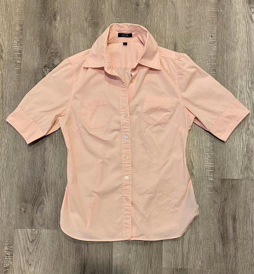 🏈 Vintage Jacob XS Pink Short Sleeve Button-Up Shirt