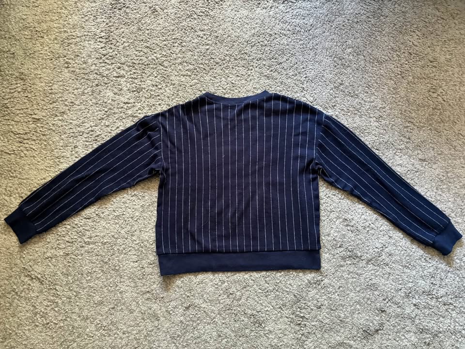 🧡Navy Pinstripe sweatshirt with Red Lettering - XS - photo 2