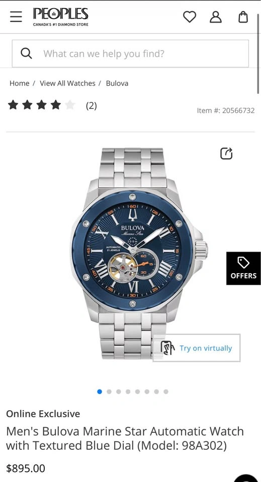 Bulova Marine Star Automatic Open Heart – Blue Dial - photo 4