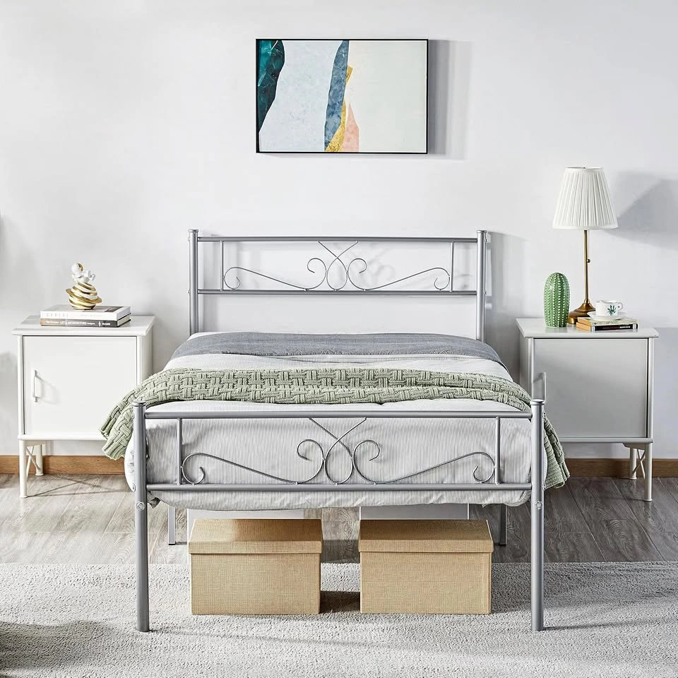 Twin Metal Bed Frame Silver