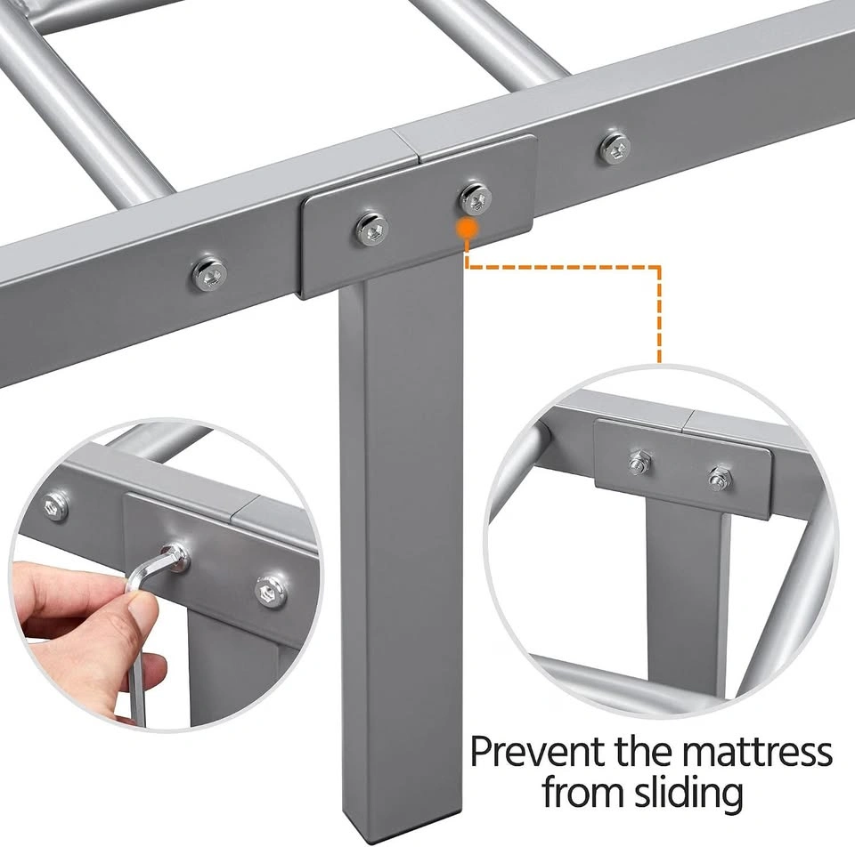 Twin Metal Bed Frame Silver - photo 2
