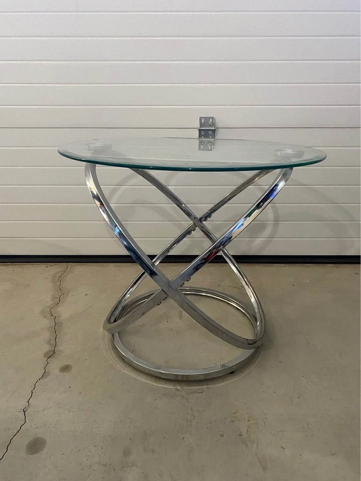 (set of 3)  Glass and chrome coffee table + 2 side tables - photo 2