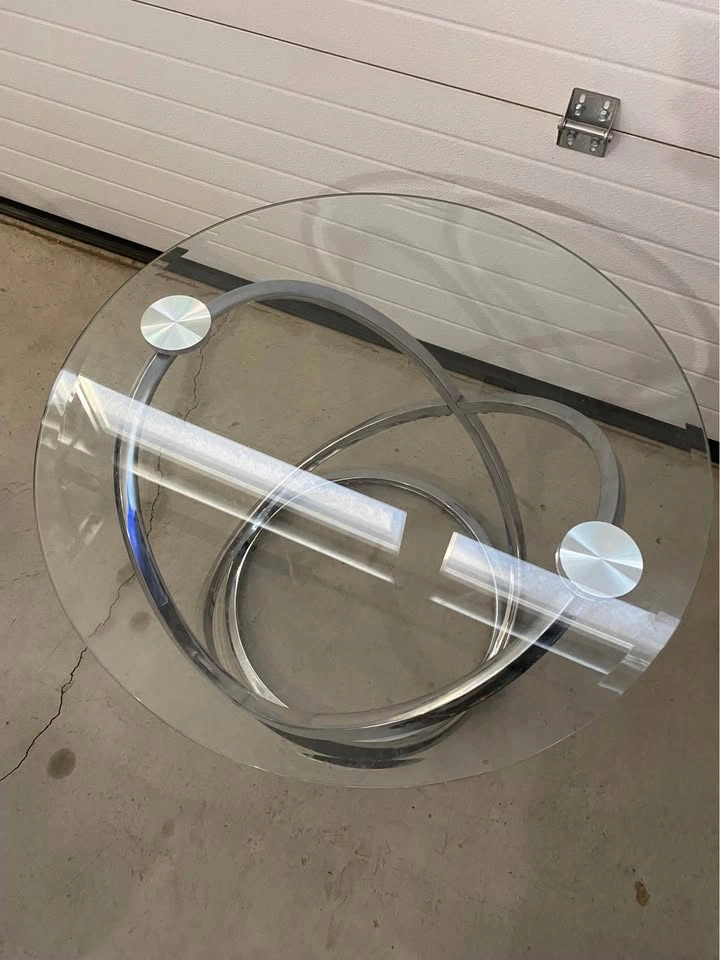 (set of 3)  Glass and chrome coffee table + 2 side tables - photo 5