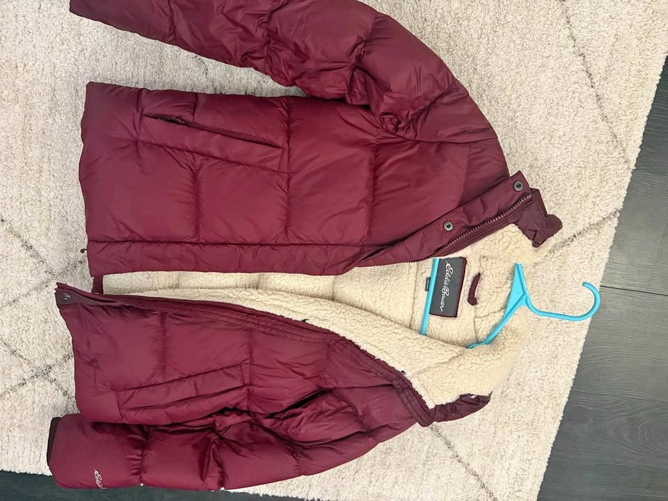 Women Burgundy Eddie Bauer Puffer Jacket