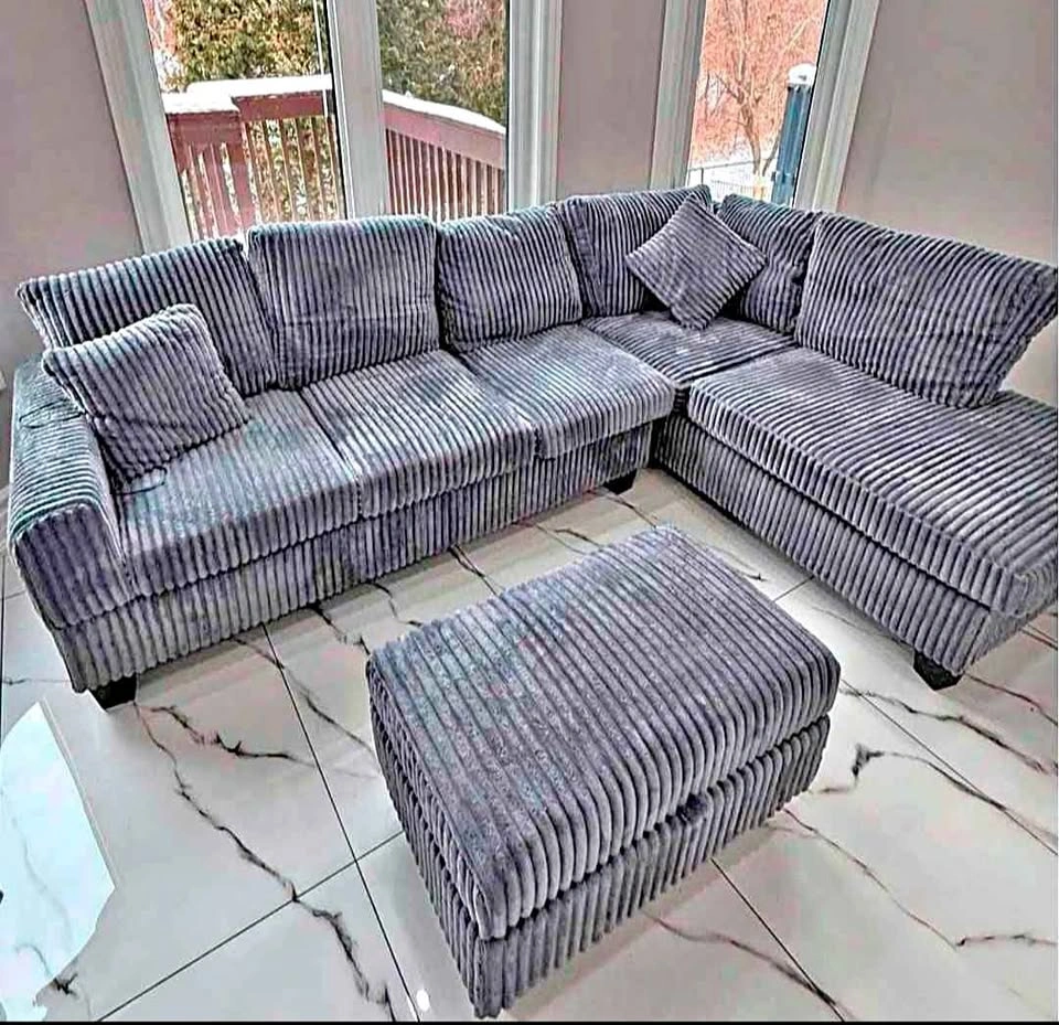 Modern 6-Seater Corduroy Sectional Sofa Set