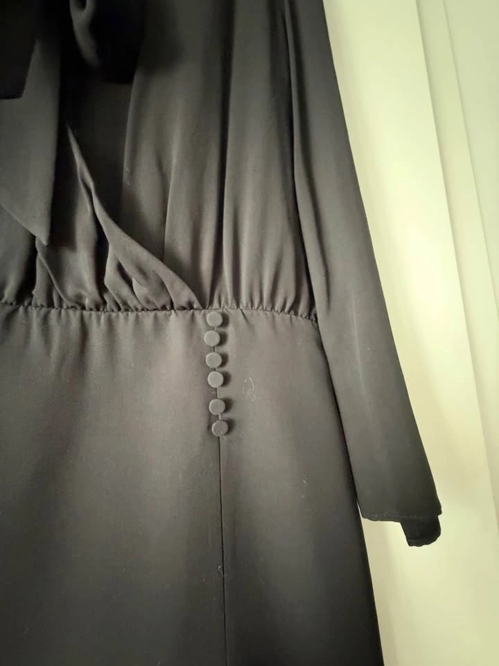 Zara Black Tie-Neck Long Sleeve Blouson Dress - photo 4