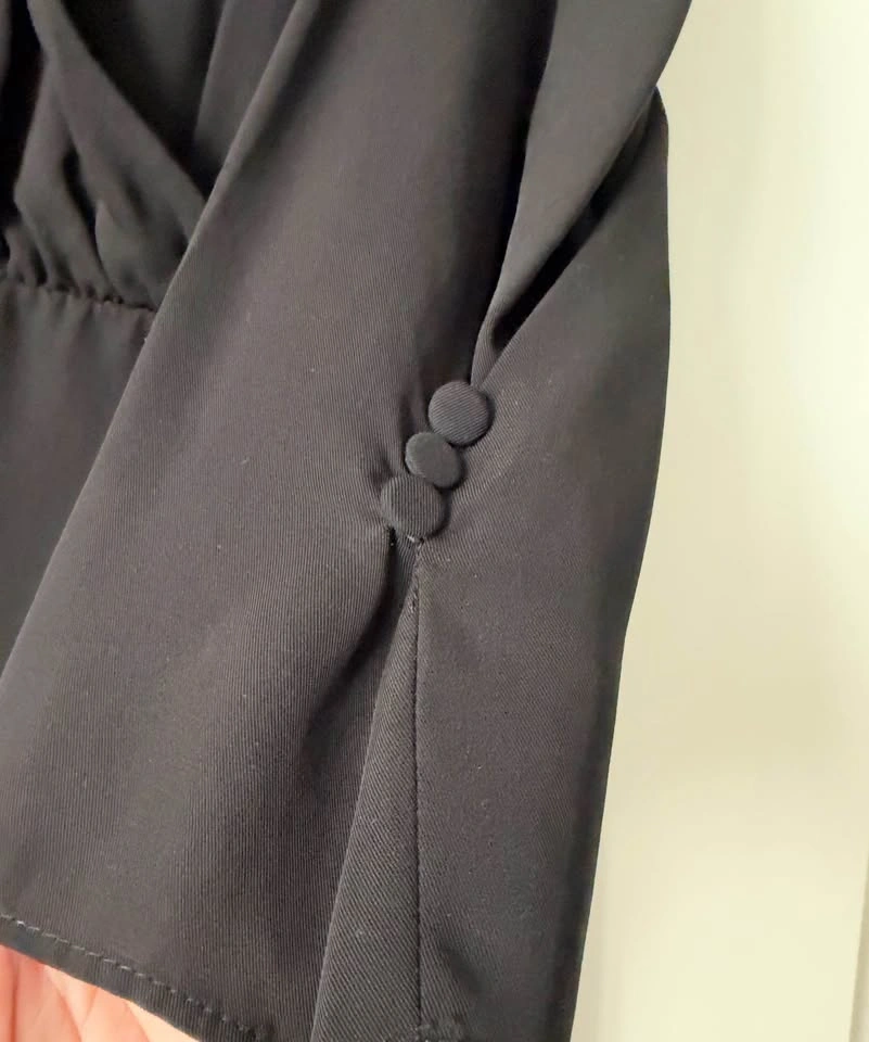 Zara Black Tie-Neck Long Sleeve Blouson Dress - photo 5