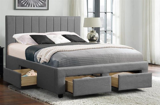 Grey Upholstered Storage Bed
