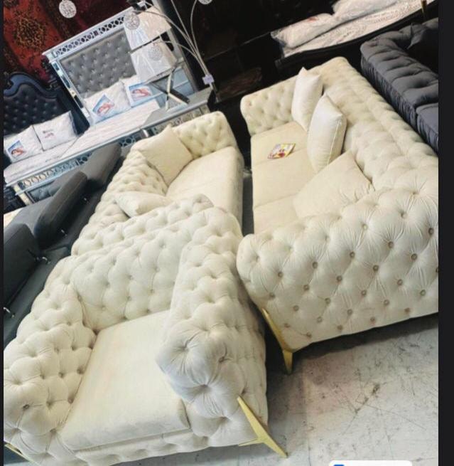 Chesterfield Sofa and Loveseat Set