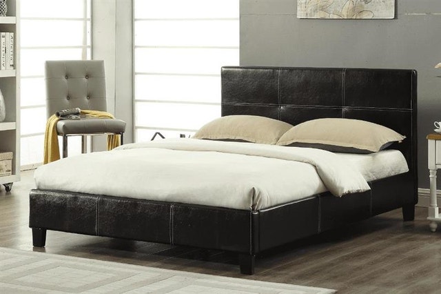 Black Faux Leather Bed Frame