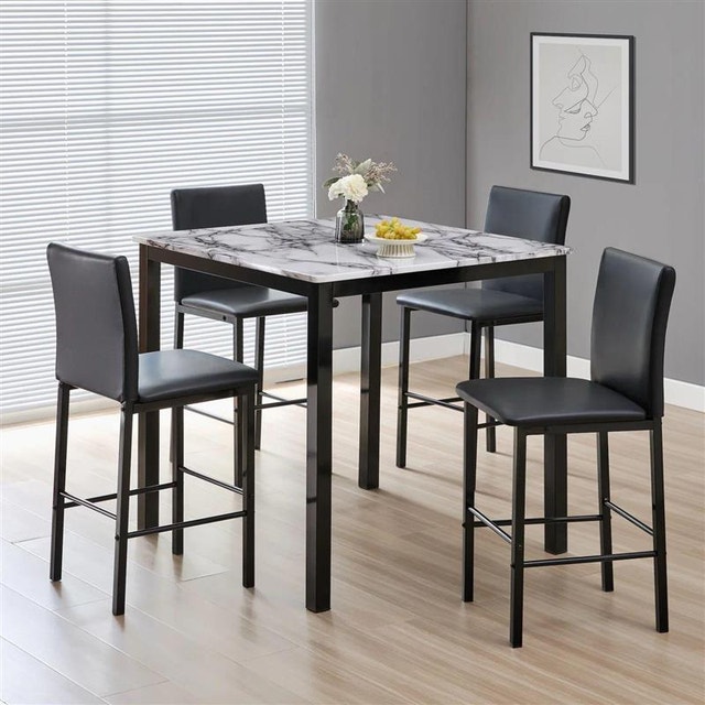 5-Piece Faux Marble Dining Set