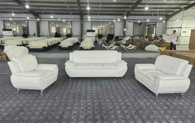 Modern White Leather Sofa Set
