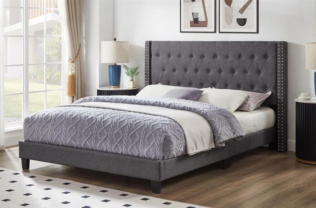 Upholstered Wingback Bed Frame