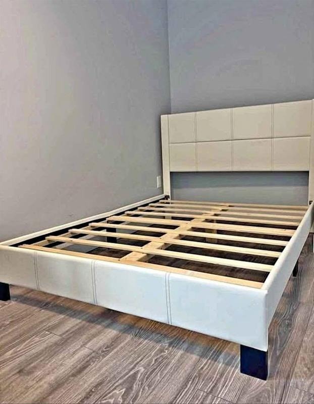 White Faux Leather Platform Bed Frame