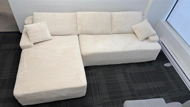 Cream Corduroy Sectional Sofa