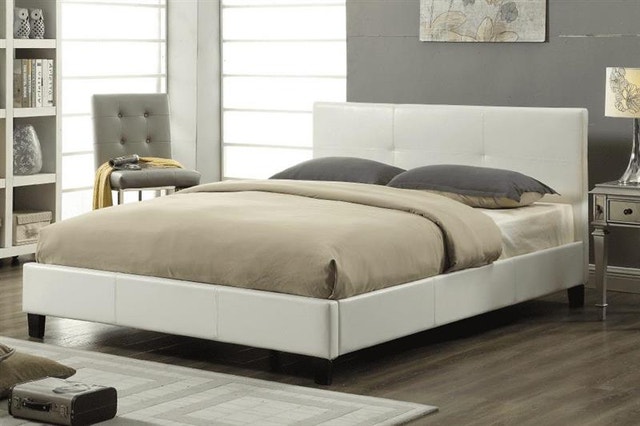 White Faux Leather Bed Frame