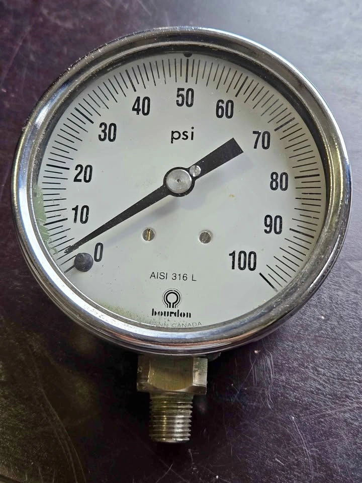 6" vintage industrial pressure gauge