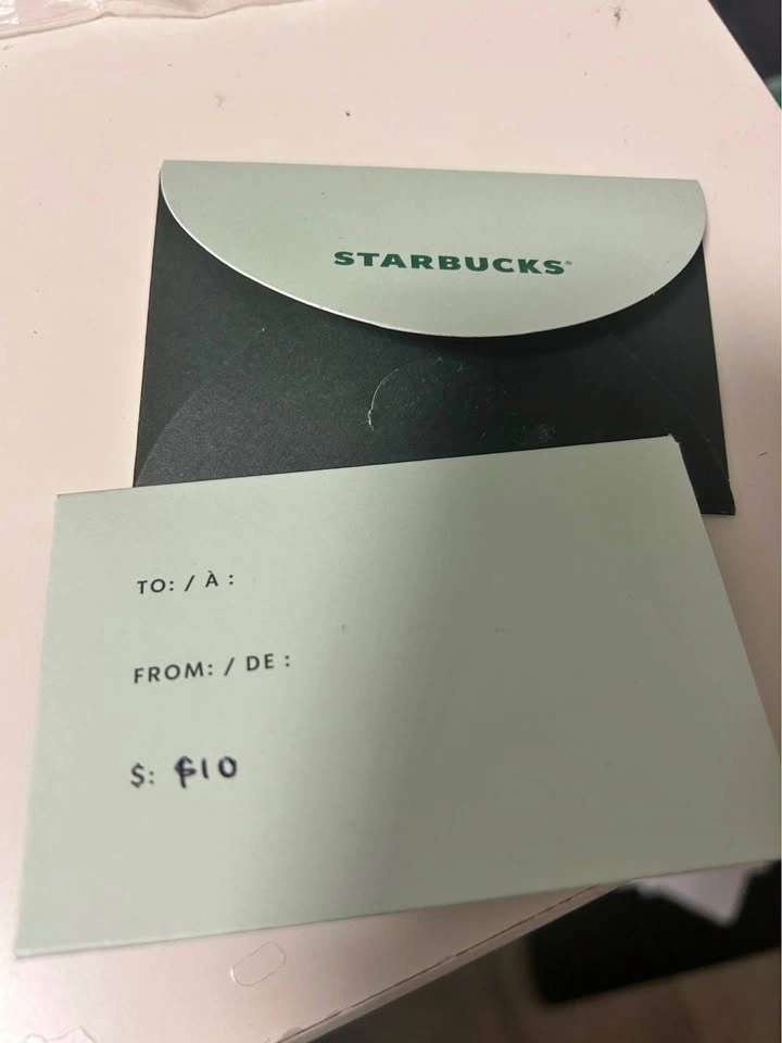 2 $10 Starbucks gift cards