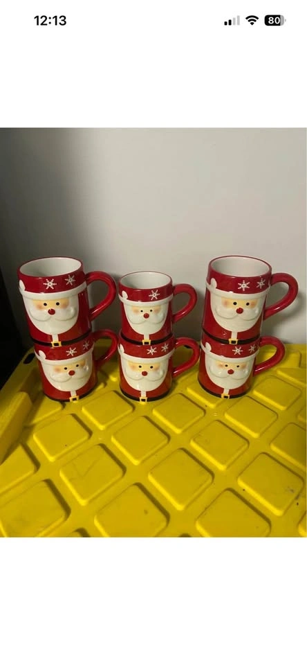 Everyday Essentials Santa Coffee Mugs Set of 6