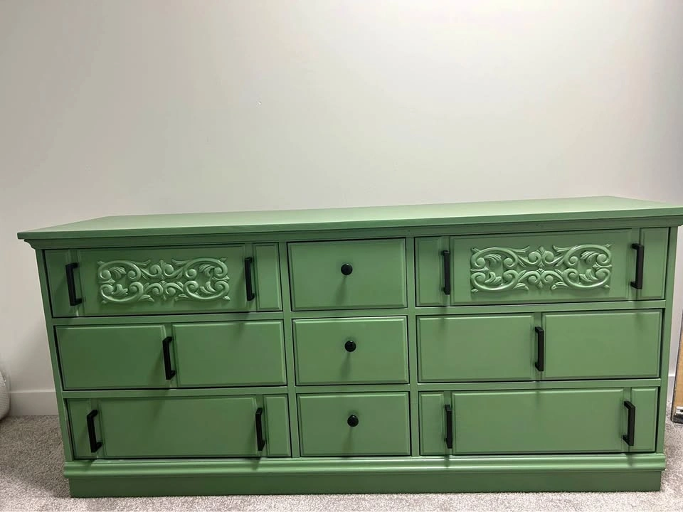 🌿 Sage Statement Piece: Solid Wood Restful Green Dresser