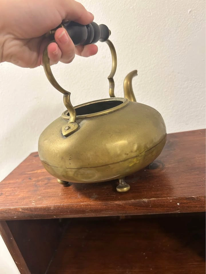 Vintage Brass Tea Kettle with Wooden Handle - photo 5