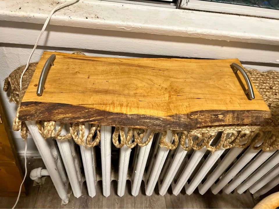 Live Edge Wood Serving Tray with Handles