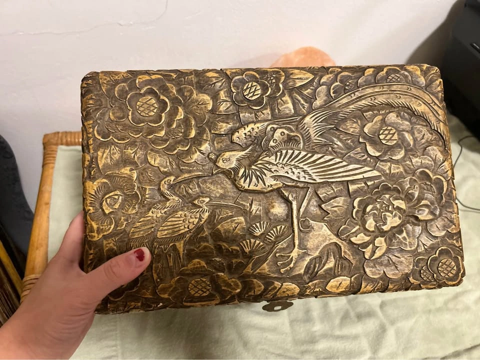Vintage Carved Bird and Floral Decorative Box - photo 3