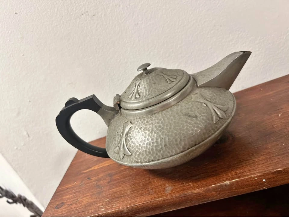 Vintage Civic Pewter England Hammered Teapot