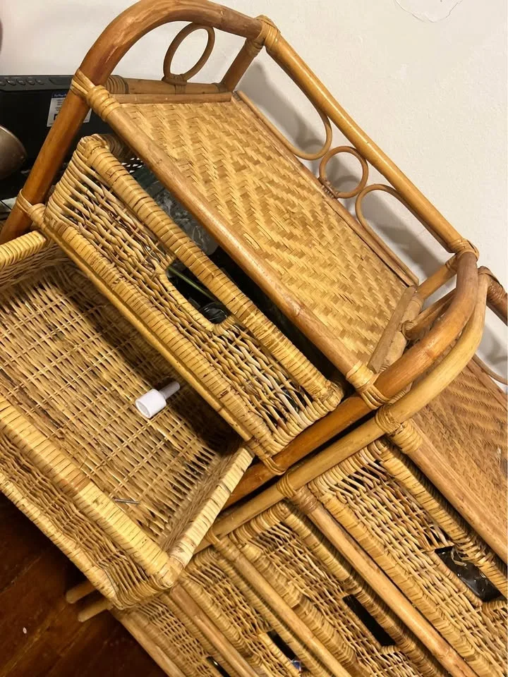 Pair of Vintage Rattan and Wicker Drawer Units - photo 5